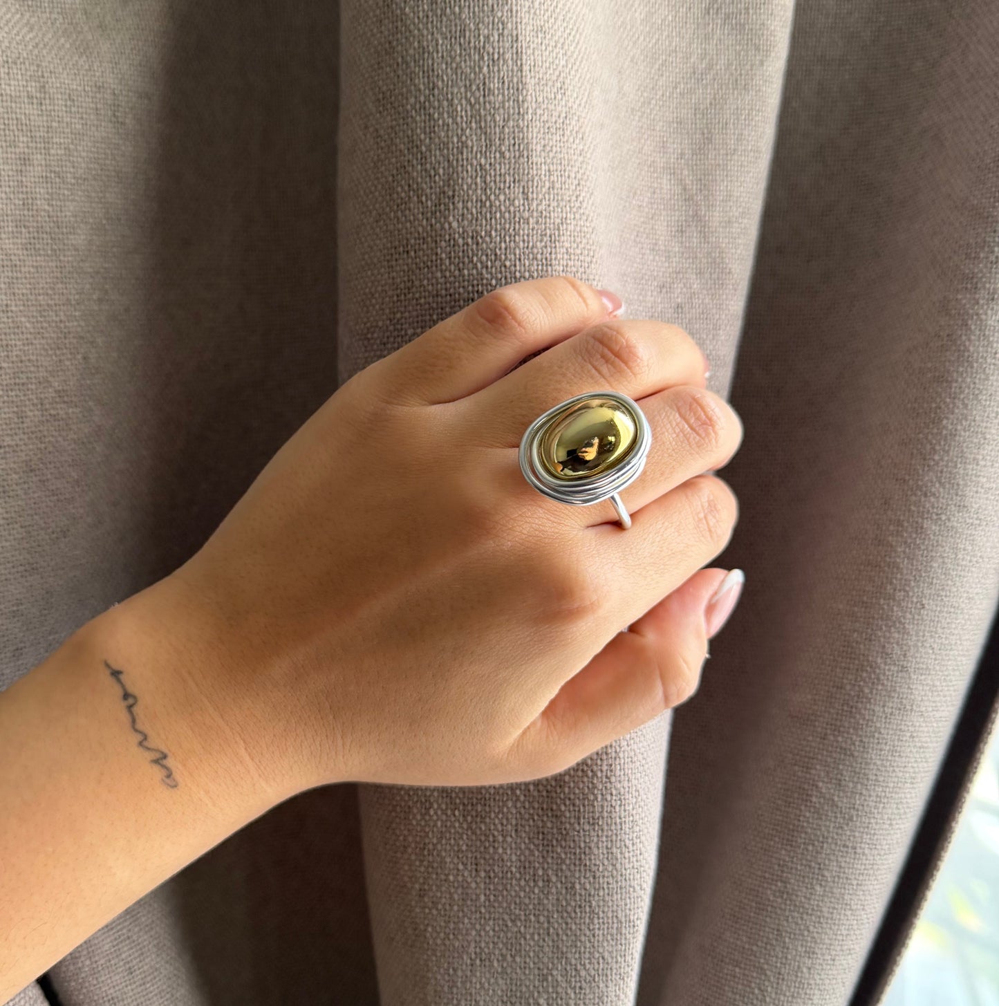 ANILLO BICOLOR PLATEADO