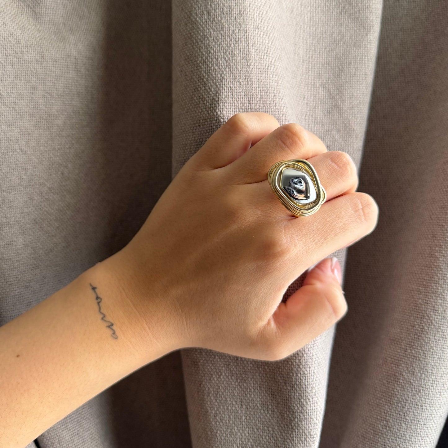 ANILLO BICOLOR DORADO