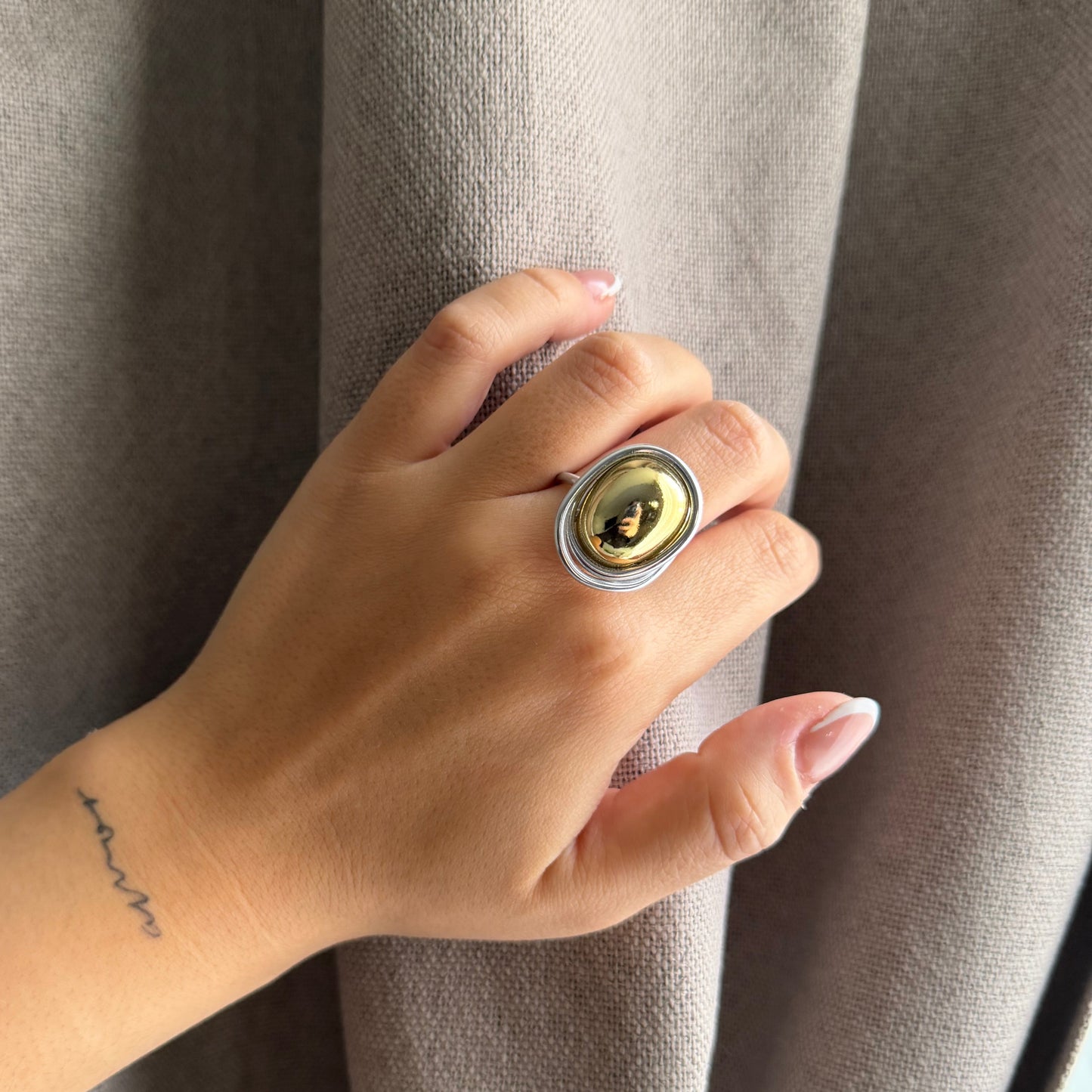ANILLO BICOLOR PLATEADO