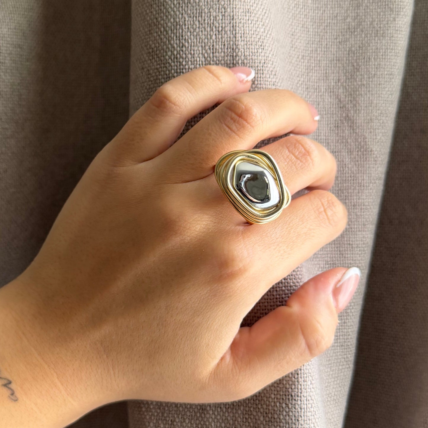 ANILLO BICOLOR DORADO